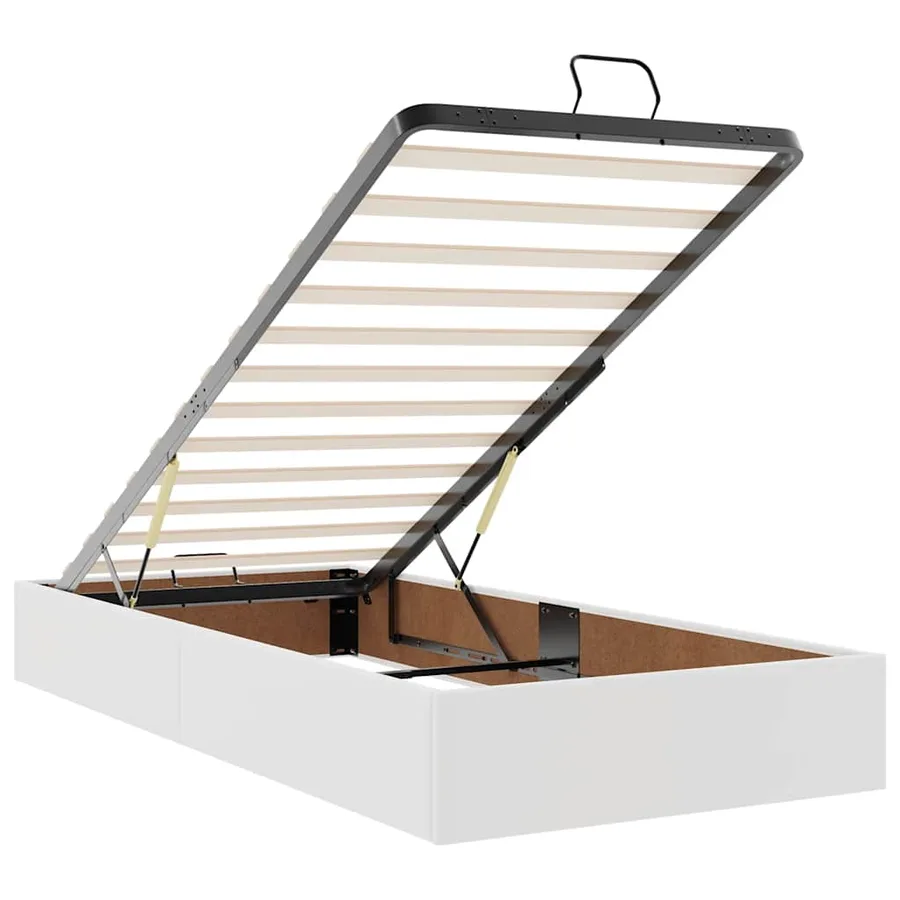 Cadre de lit ottoman avec matelas blanc 160x200 cm similicuir - 13