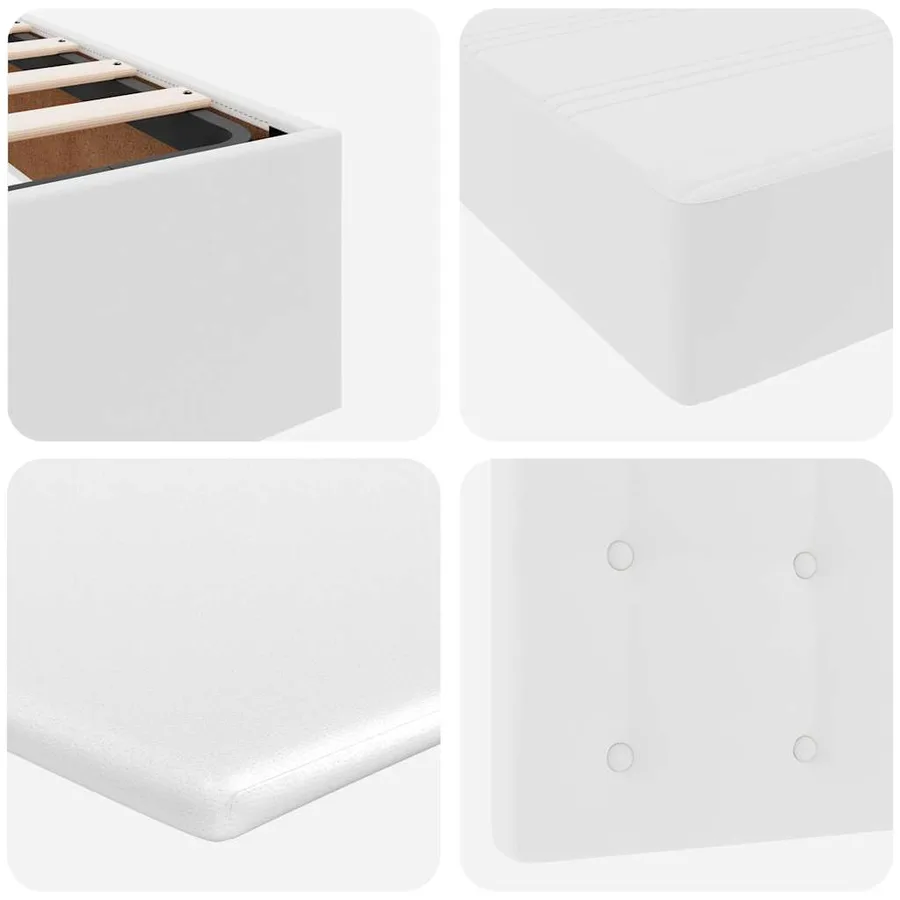 Cadre de lit ottoman avec matelas blanc 160x200 cm similicuir - 15
