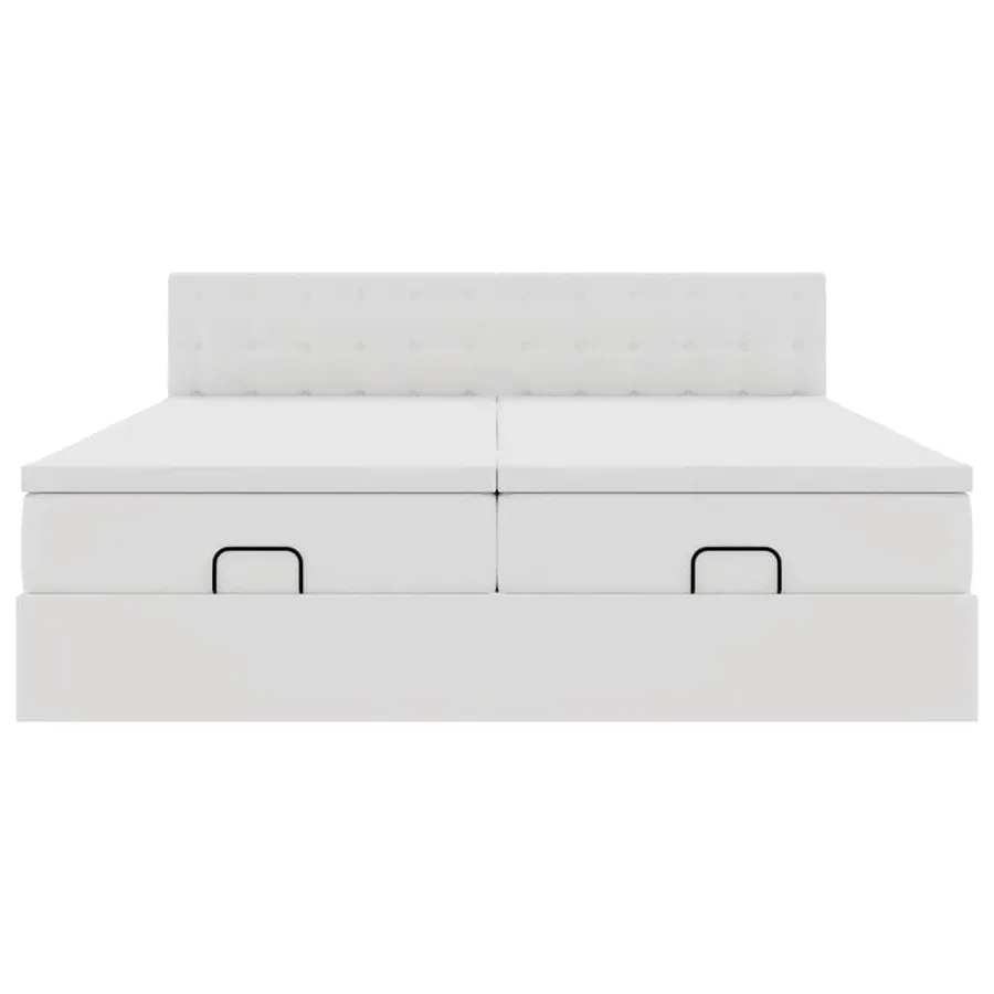 Cadre de lit ottoman avec matelas blanc 160x200 cm similicuir - 8