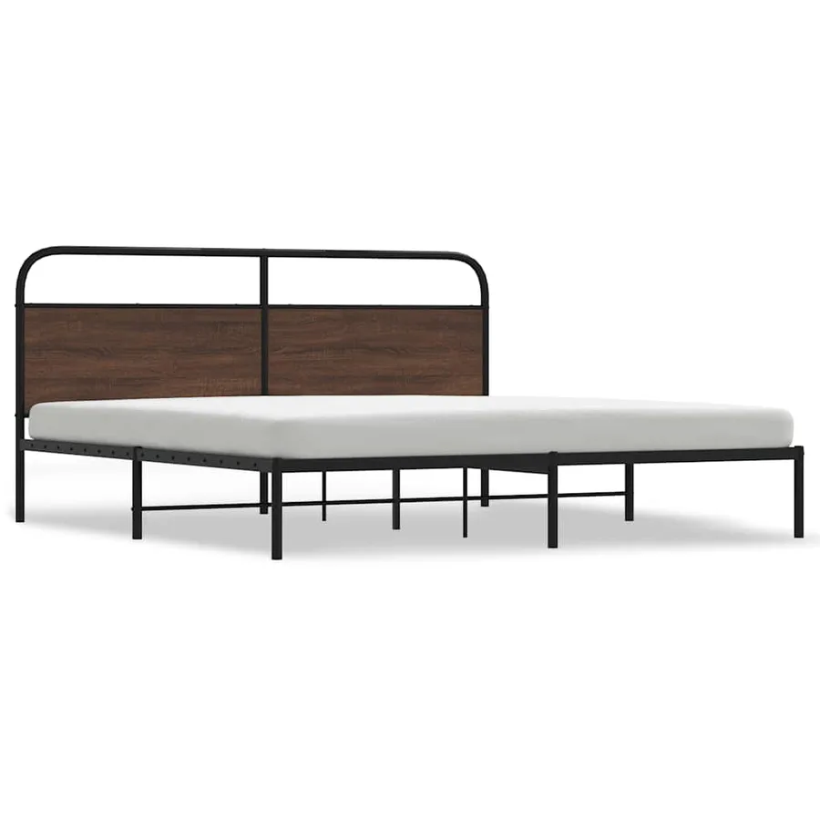 Cadre de lit en métal sans matelas chêne marron 180x200 cm - 2