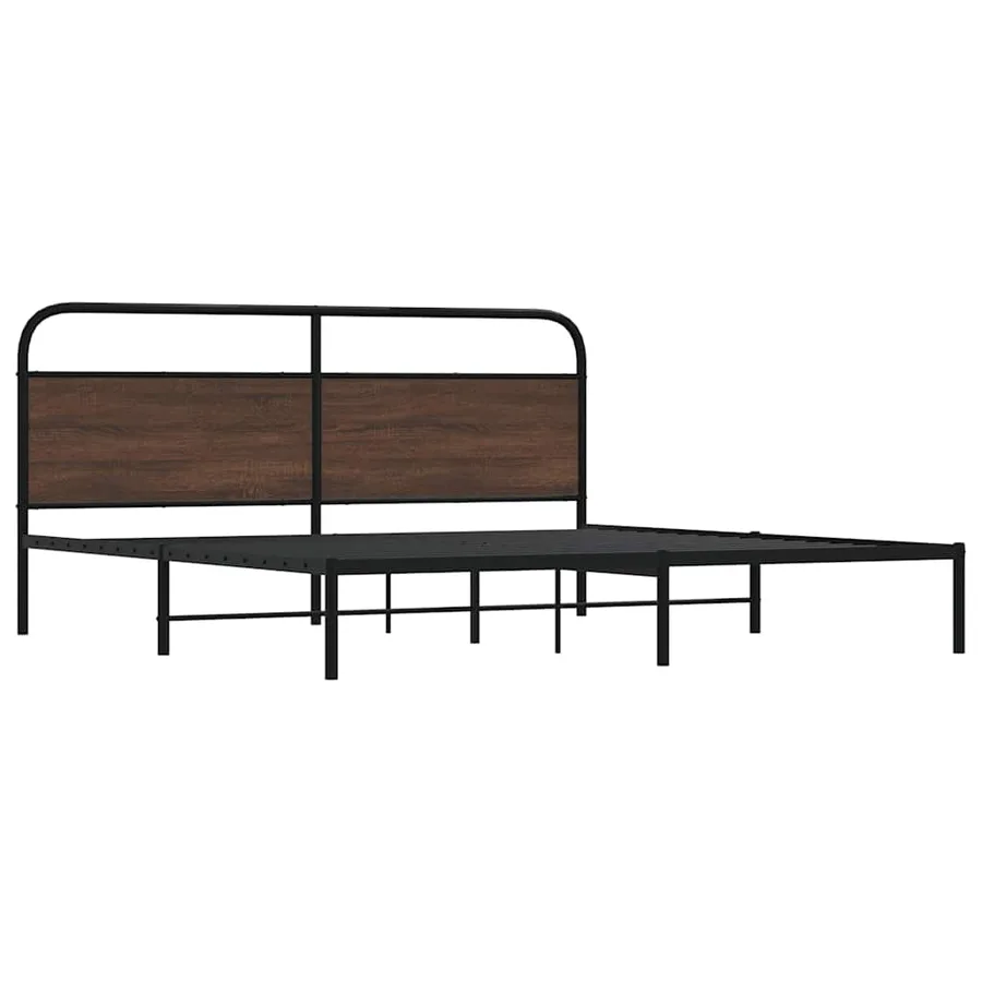 Cadre de lit en métal sans matelas chêne marron 180x200 cm - 3