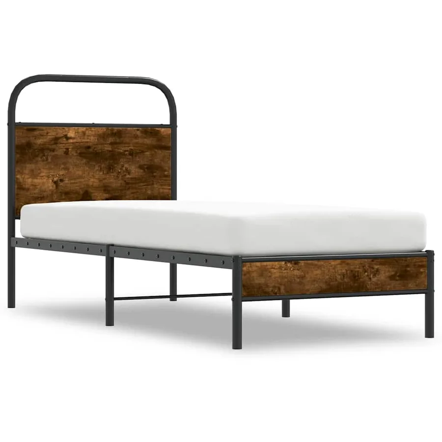 Cadre de lit sans matelas chêne fumé 75x190cm bois d'ingénierie - 3