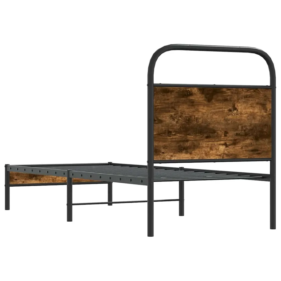 Cadre de lit sans matelas chêne fumé 75x190cm bois d'ingénierie - 7