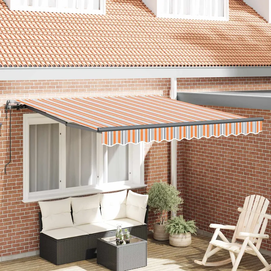 Auvent rétractable Multicolore 350 x 250 cm Tissu et Aluminium