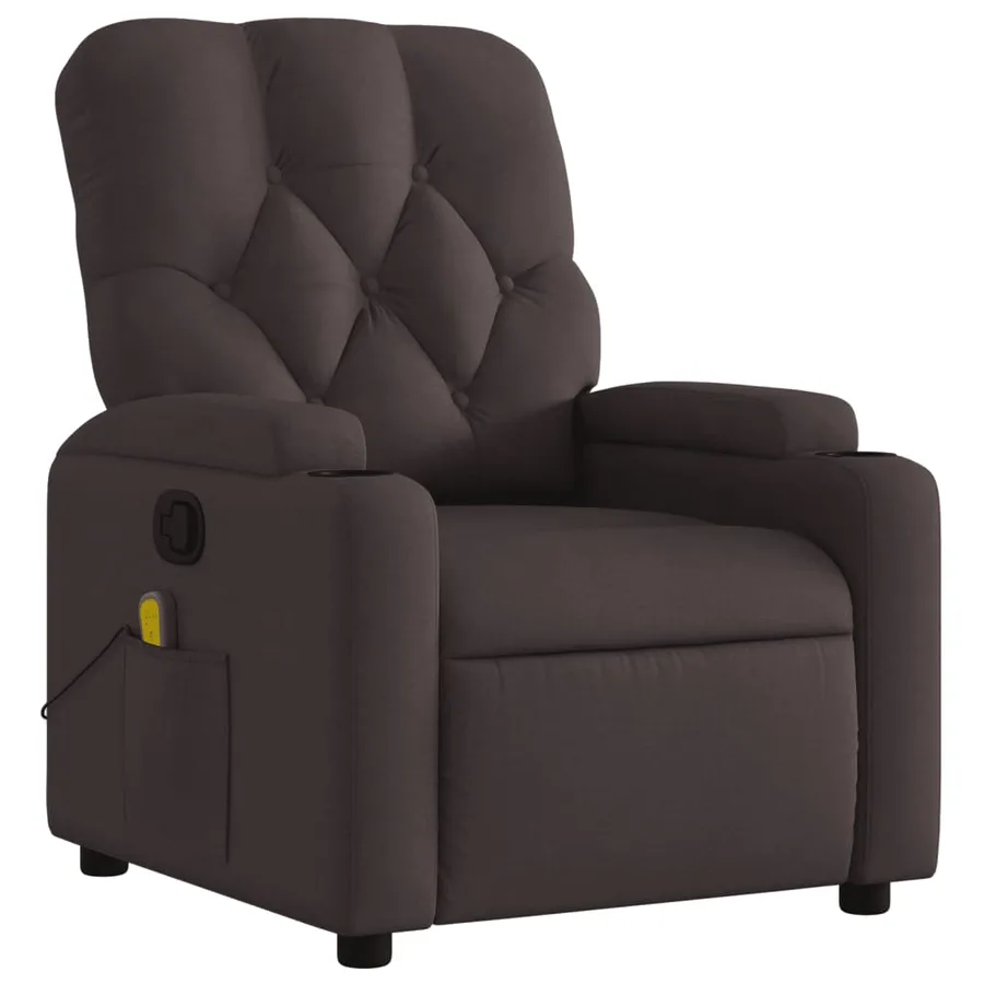 Fauteuil de massage inclinable Marron foncé Tissu - 3