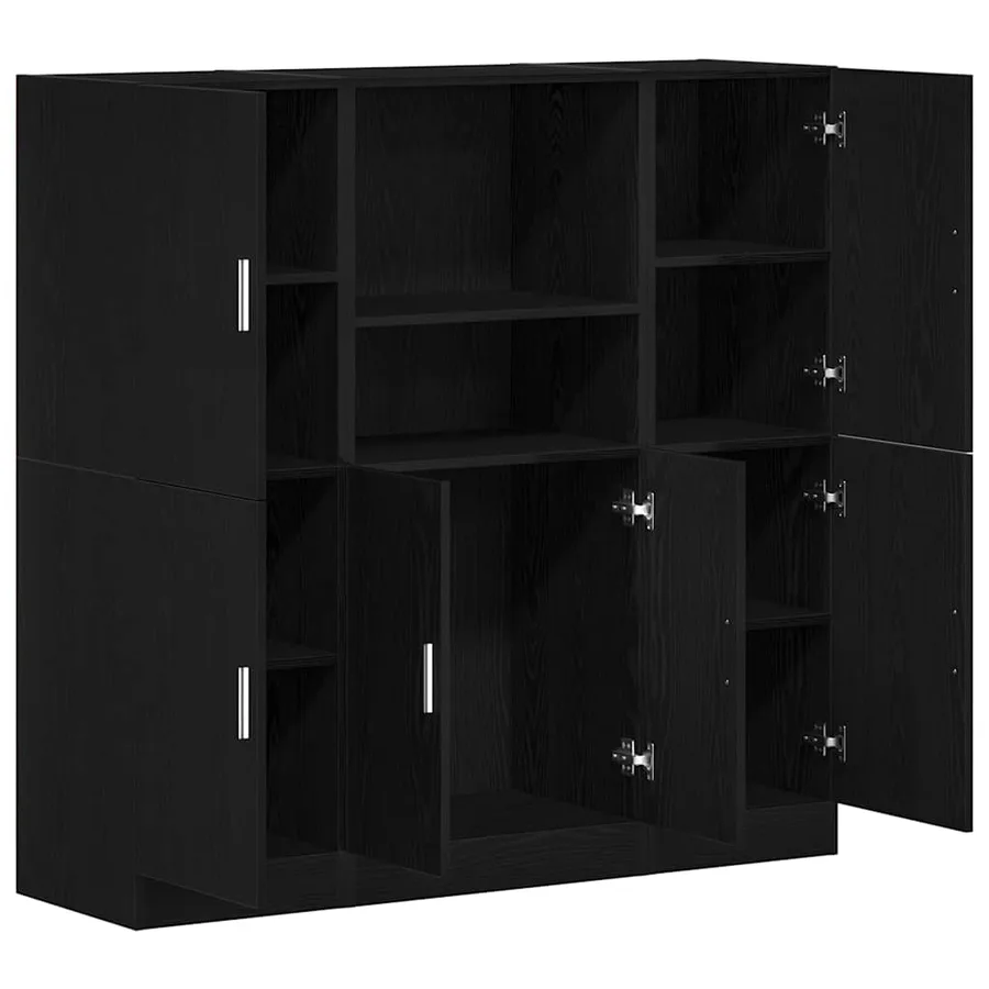 Ensemble d'armoires de cuisine 3 pcs noir bois d'ingénierie - 4