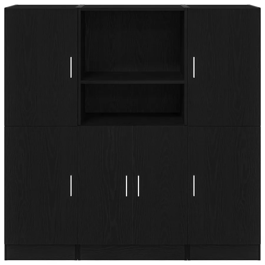 Ensemble d'armoires de cuisine 3 pcs noir bois d'ingénierie - 5