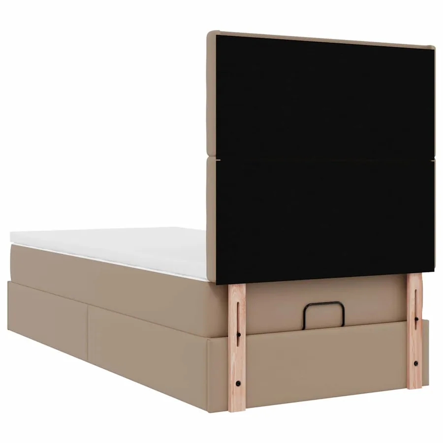 Cadre de lit ottoman et matelas cappuccino 100x200cm similicuir - 12