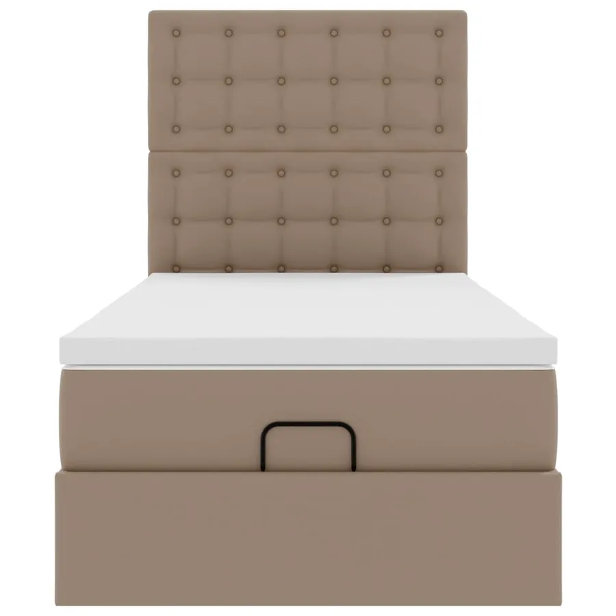 Cadre de lit ottoman et matelas cappuccino 100x200cm similicuir - 8
