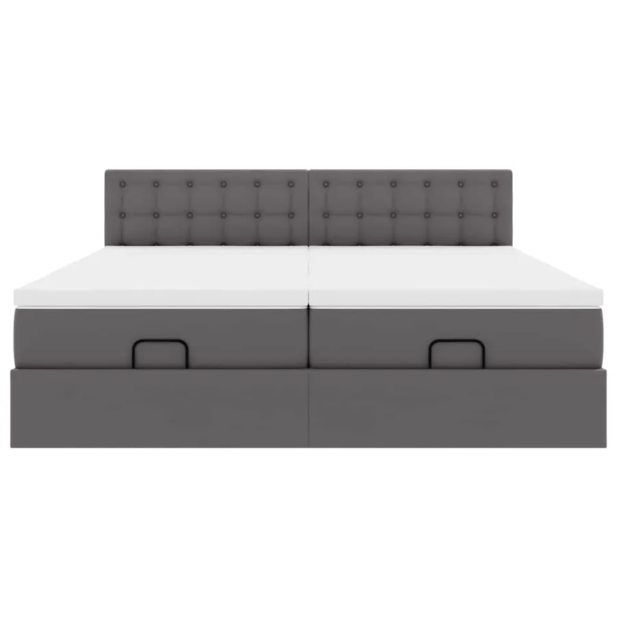 Lit ottoman avec matelas & LED Gris 180x200cm similicuir - 8