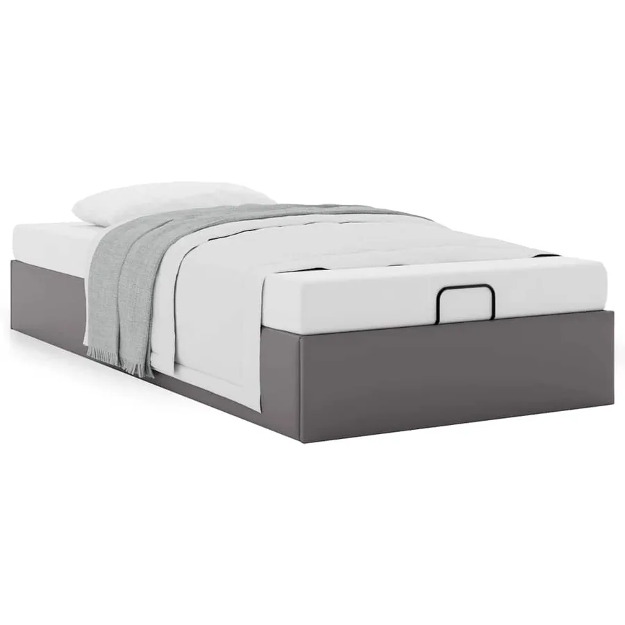 Cadre de lit ottoman sans matelas gris 90x200 cm similicuir - 4