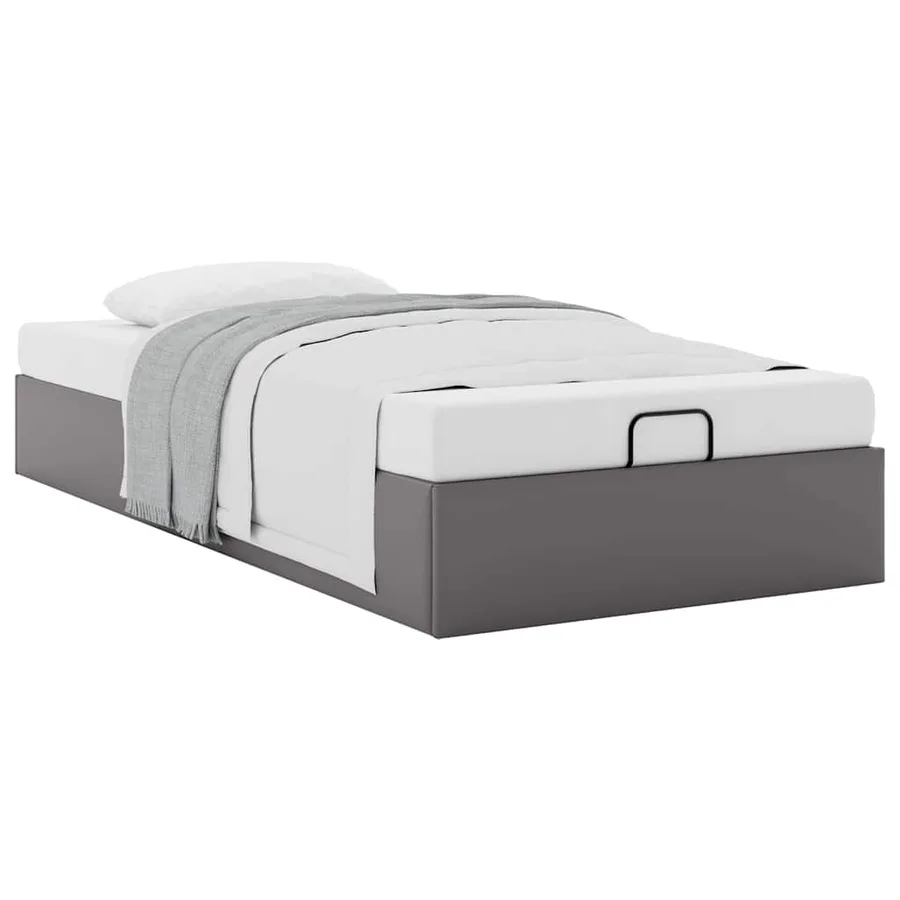 Cadre de lit ottoman sans matelas gris 90x200 cm similicuir - 5