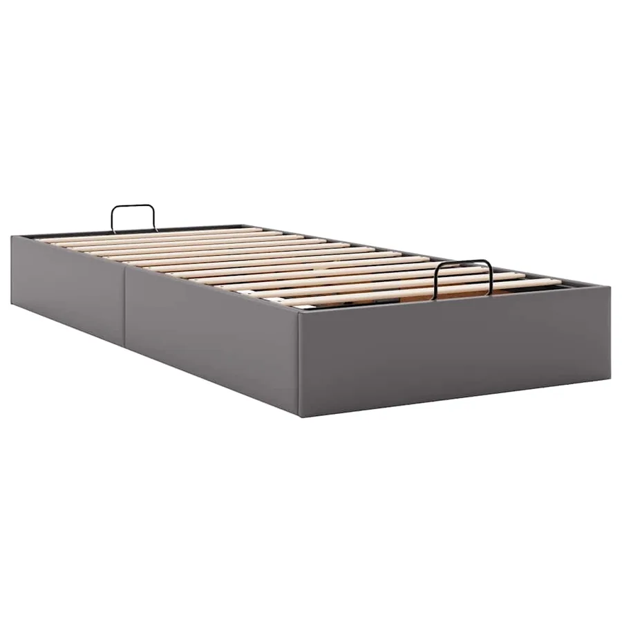 Cadre de lit ottoman sans matelas gris 90x200 cm similicuir - 6