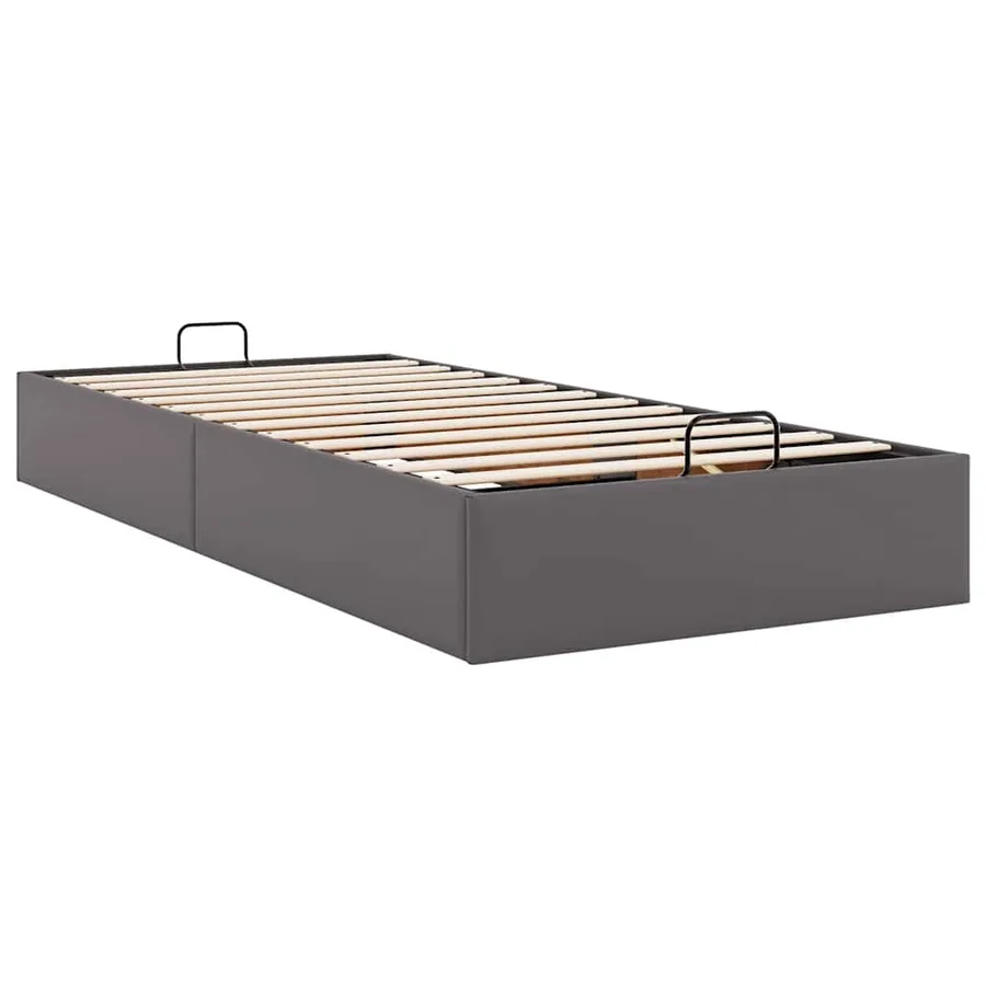 Cadre de lit ottoman sans matelas gris 90x200 cm similicuir - 9