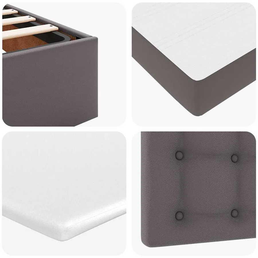Lit ottoman avec matelas gris 90x200 cm similicuir - 14