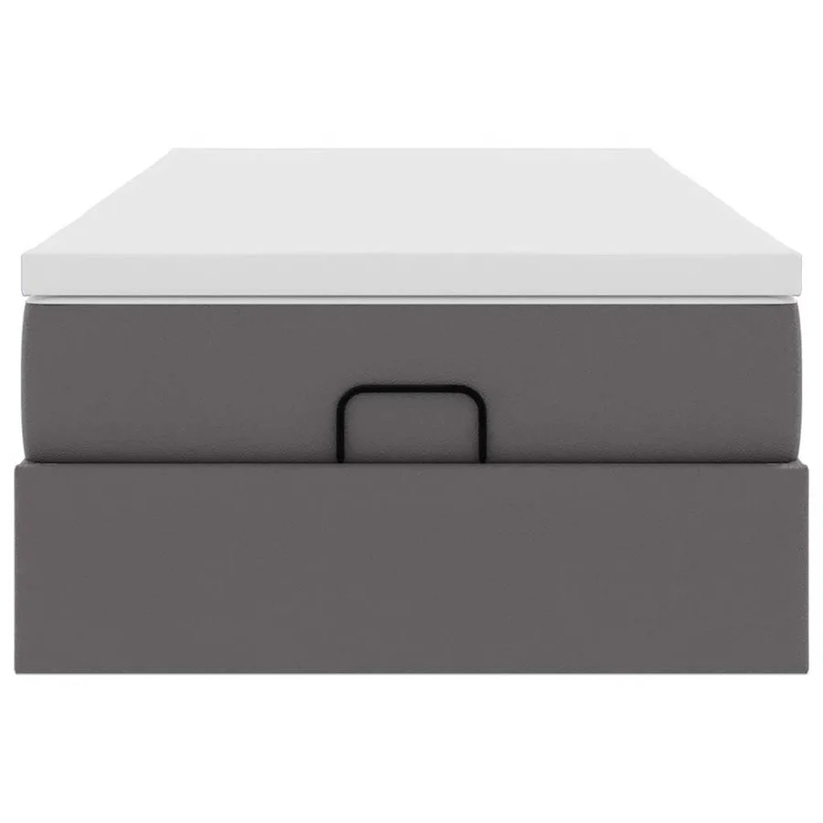Cadre de lit ottoman avec matelas gris 80x200 cm similicuir - 7