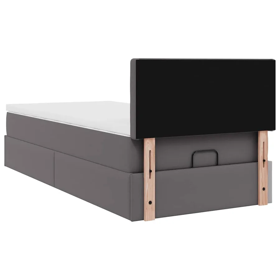Lit ottoman avec matelas gris 80x200 cm similicuir - 11