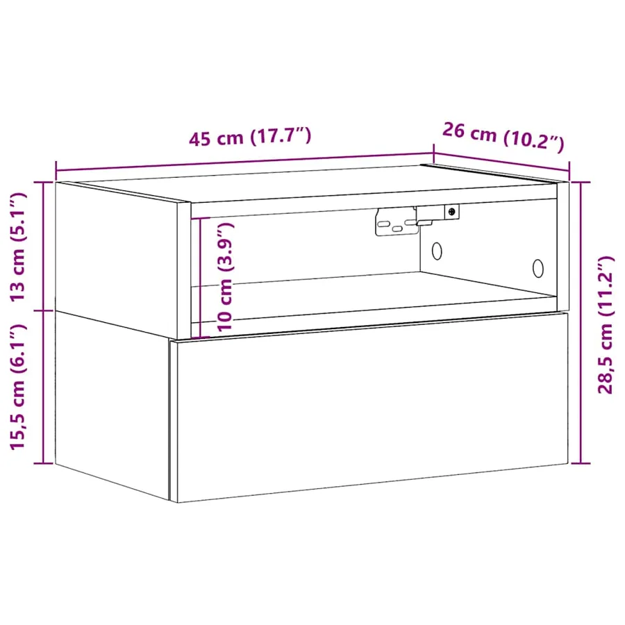 Table de chevet murale chêne artisanal 45x26x28,5 cm - 11