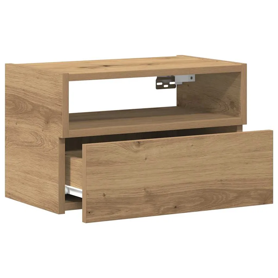 Table de chevet murale chêne artisanal 45x26x28,5 cm - 5