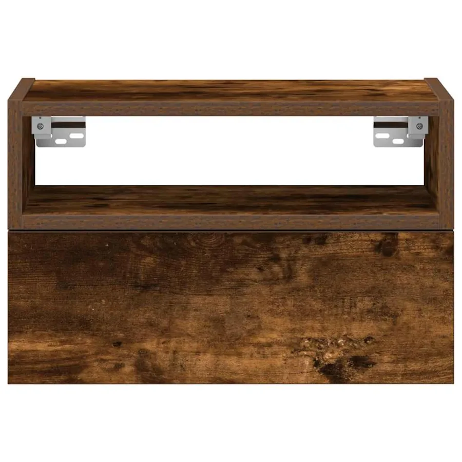 Table de chevet murale chêne fumé 45x26x28,5 cm - 4