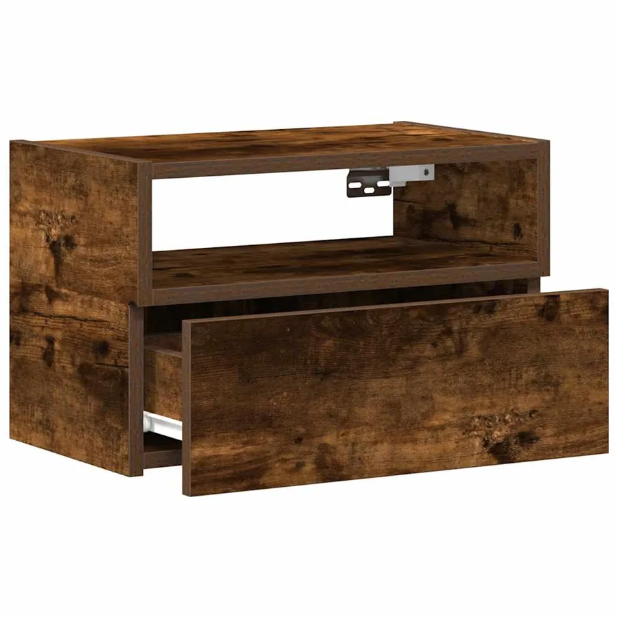 Table de chevet murale chêne fumé 45x26x28,5 cm - 5