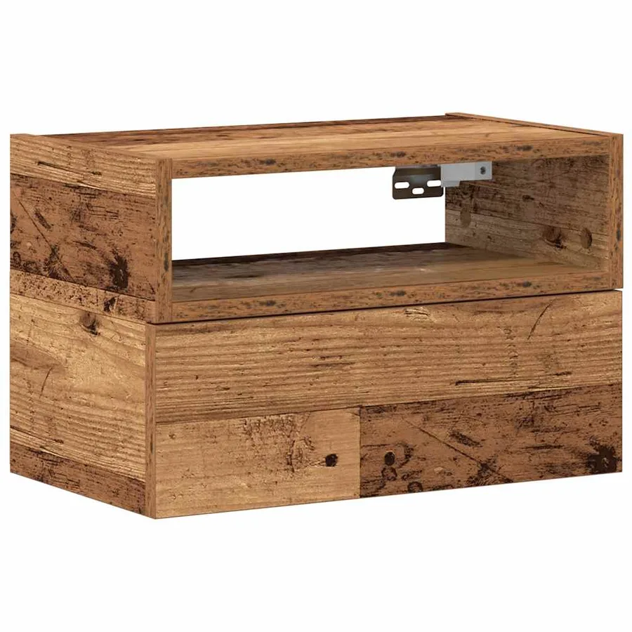 Table de chevet murale vieux bois 45x26x28,5 cm - 2