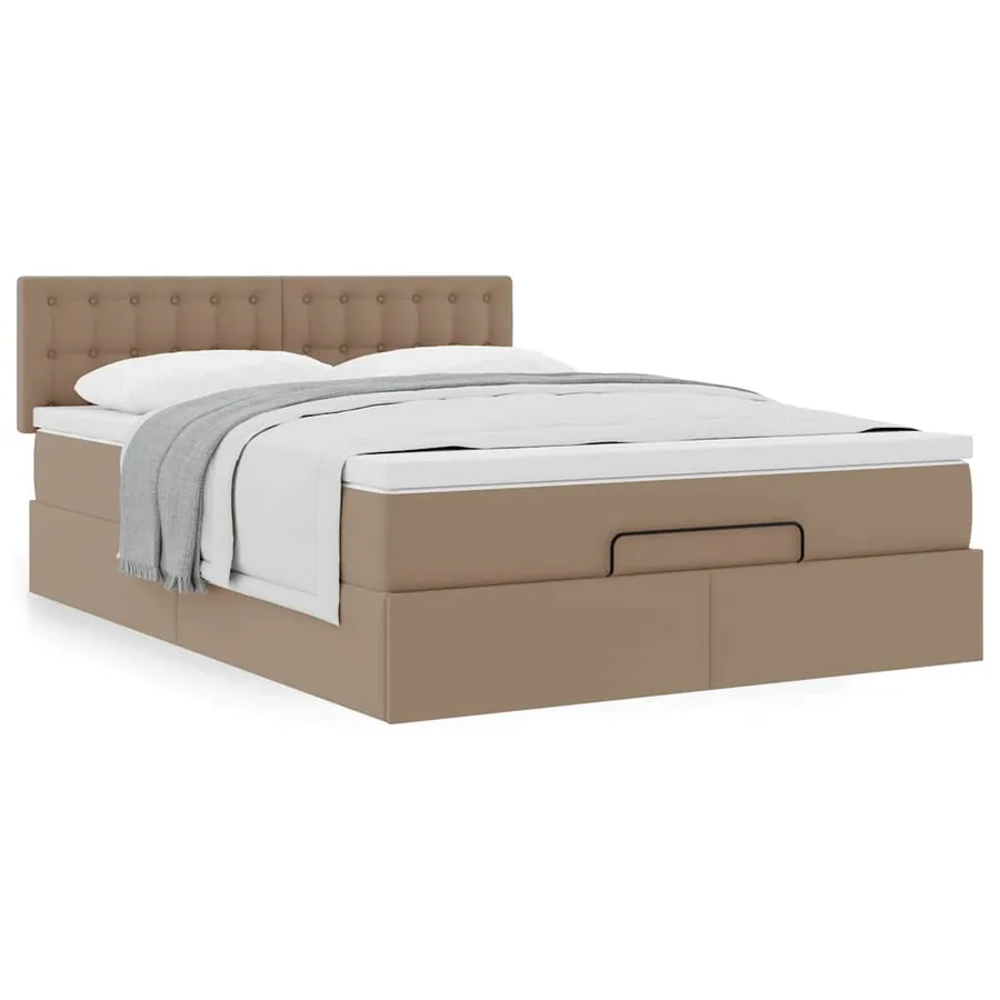 Cadre de lit ottoman et matelas cappuccino 140x200cm similicuir - 4