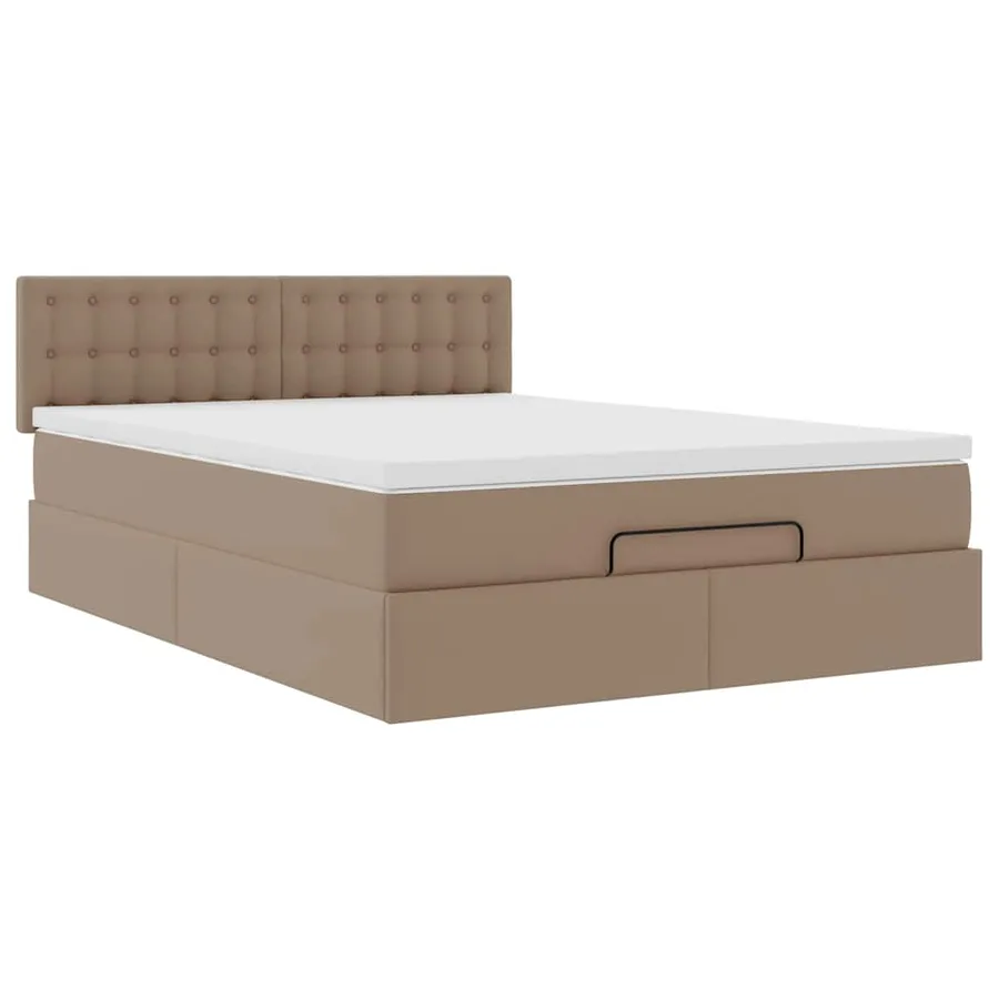 Cadre de lit ottoman et matelas cappuccino 140x200cm similicuir - 6