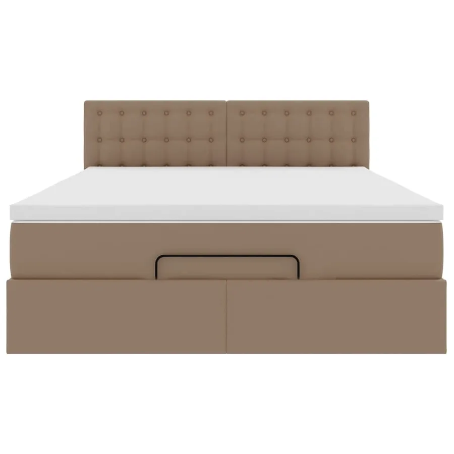 Cadre de lit ottoman et matelas cappuccino 140x200cm similicuir - 7