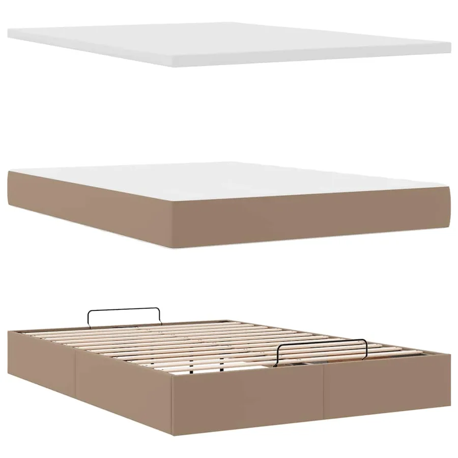 Cadre de lit ottoman et matelas cappuccino 140x200cm similicuir - 8