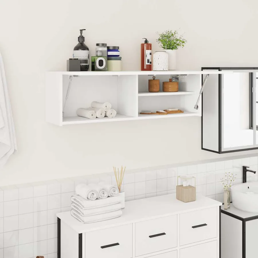 Armoire murale de bain blanc 100x25x30 cm bois d'ingénierie