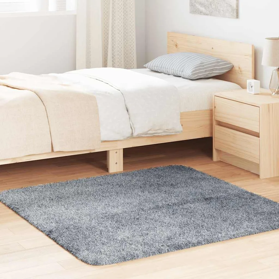 Tapis shaggy à poils longs NAVARRA gris clair 120x120 cm