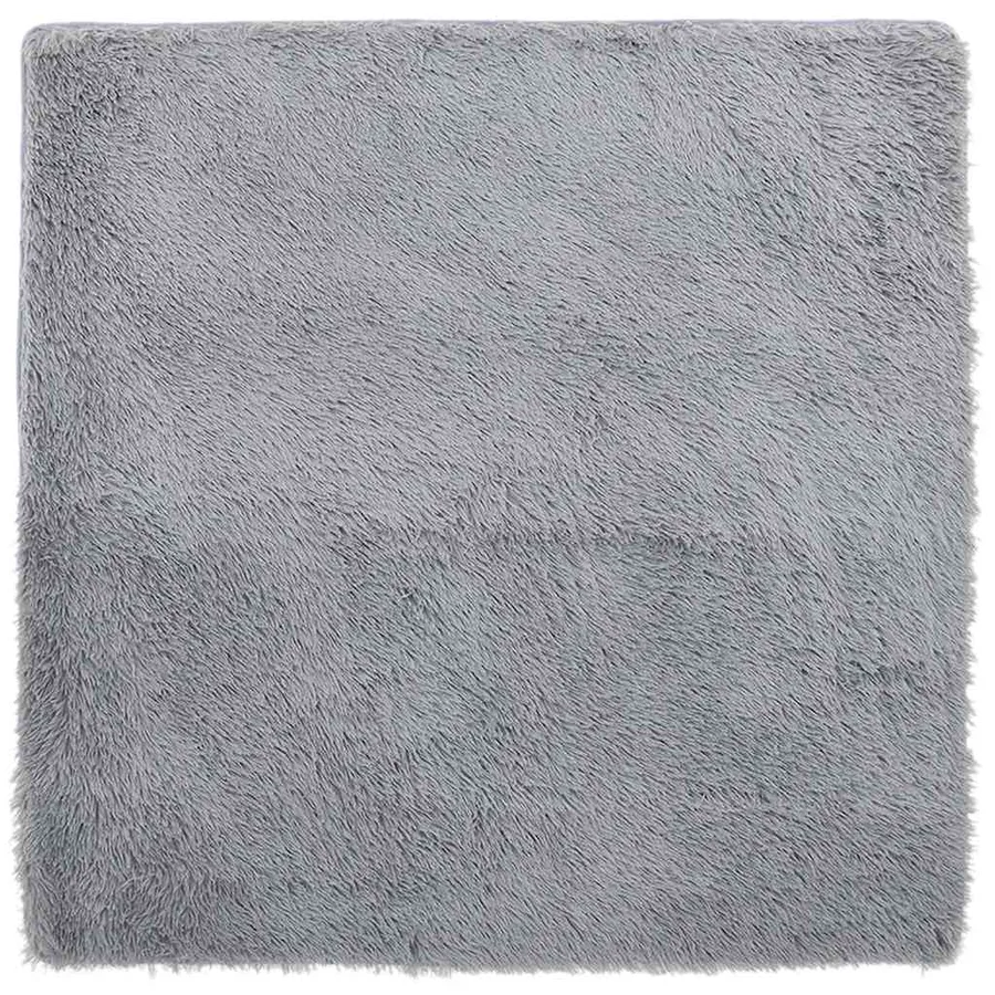 Tapis shaggy à poils longs NAVARRA gris clair 120x120 cm - 2