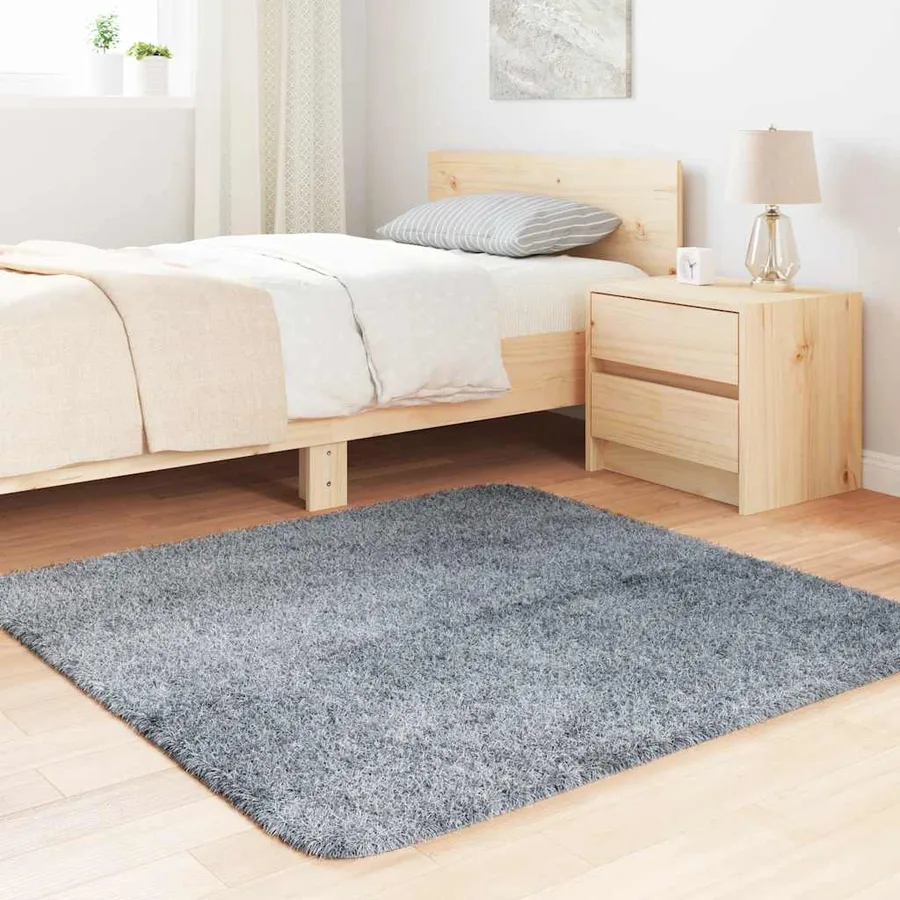 Tapis shaggy à poils longs NAVARRA gris clair 120x120 cm - 3