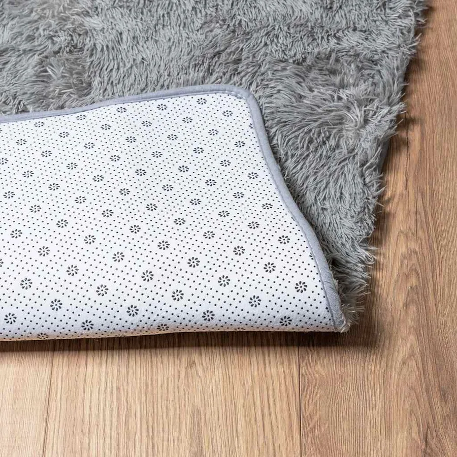 Tapis shaggy à poils longs NAVARRA gris clair 120x120 cm - 6