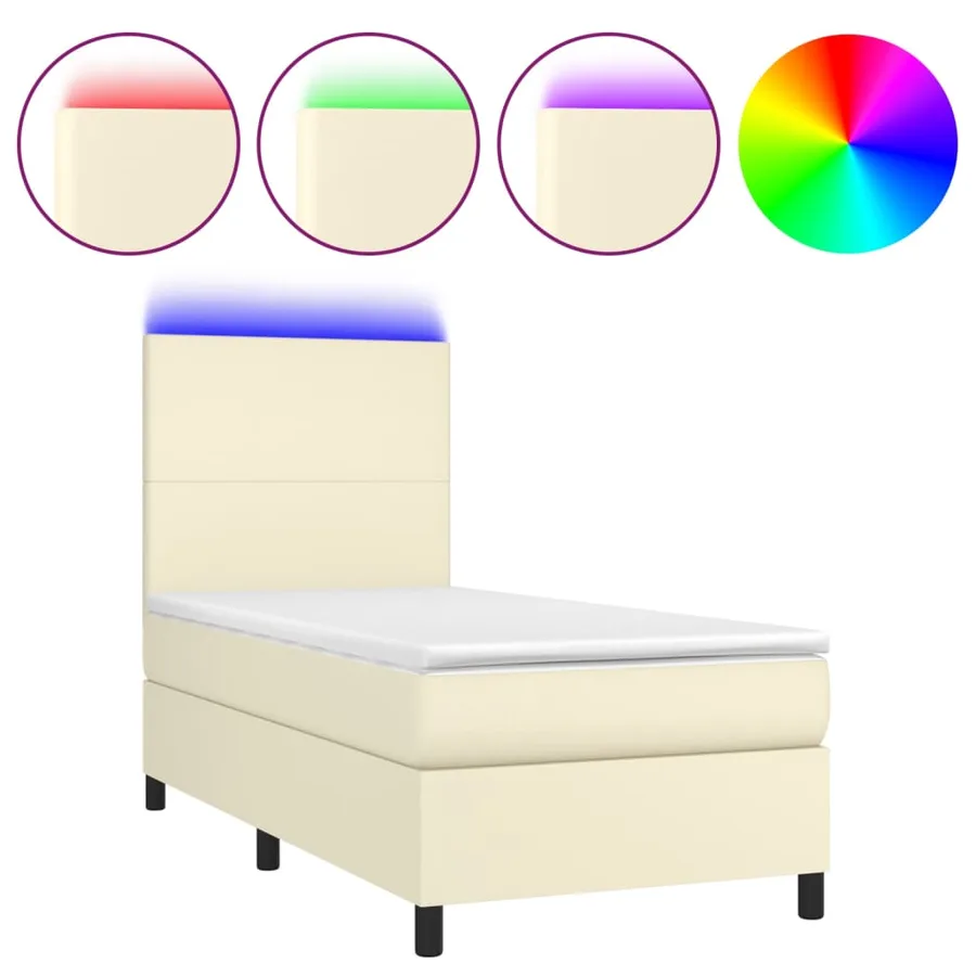 Sommier à lattes de lit avec matelas et LED Crème 80x200cm - 2