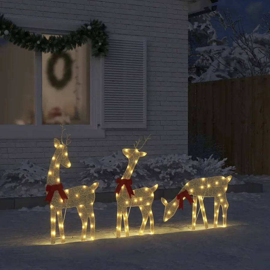 Décoration de Noël renne 3 pcs 90 LED blanc chaud