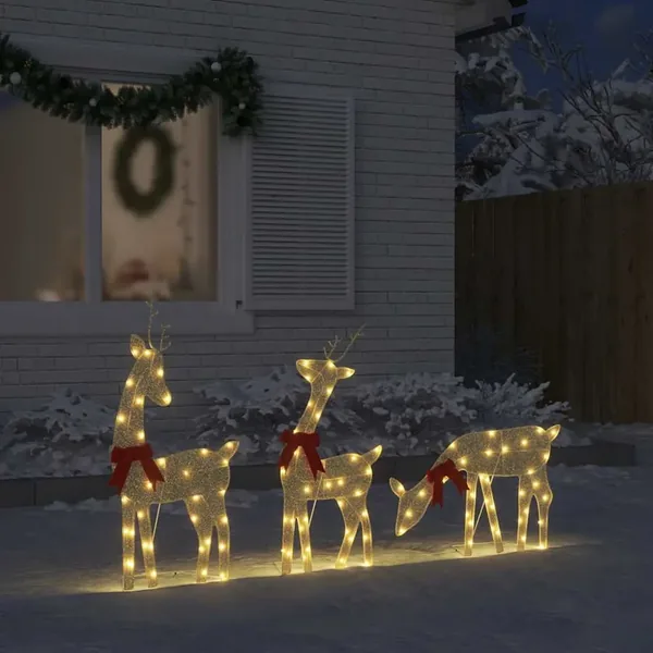 Décoration de Noël renne 3 pcs 90 LED blanc chaud