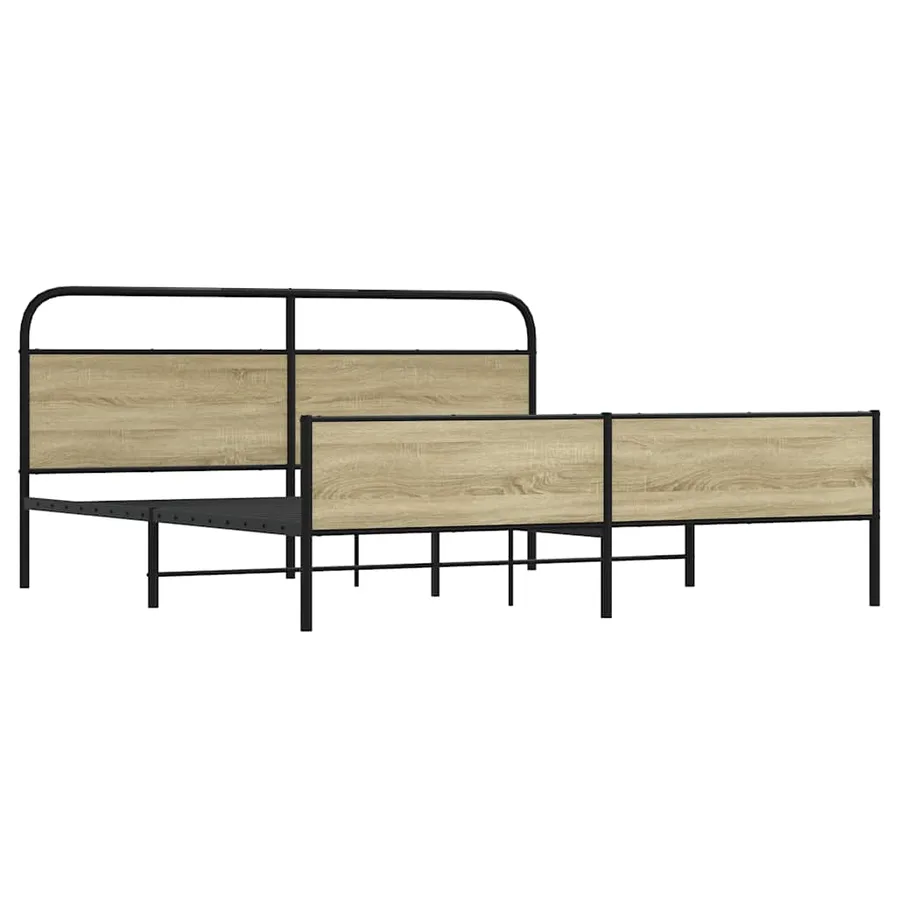 Cadre de lit en métal sans matelas chêne sonoma 183x213 cm - 3