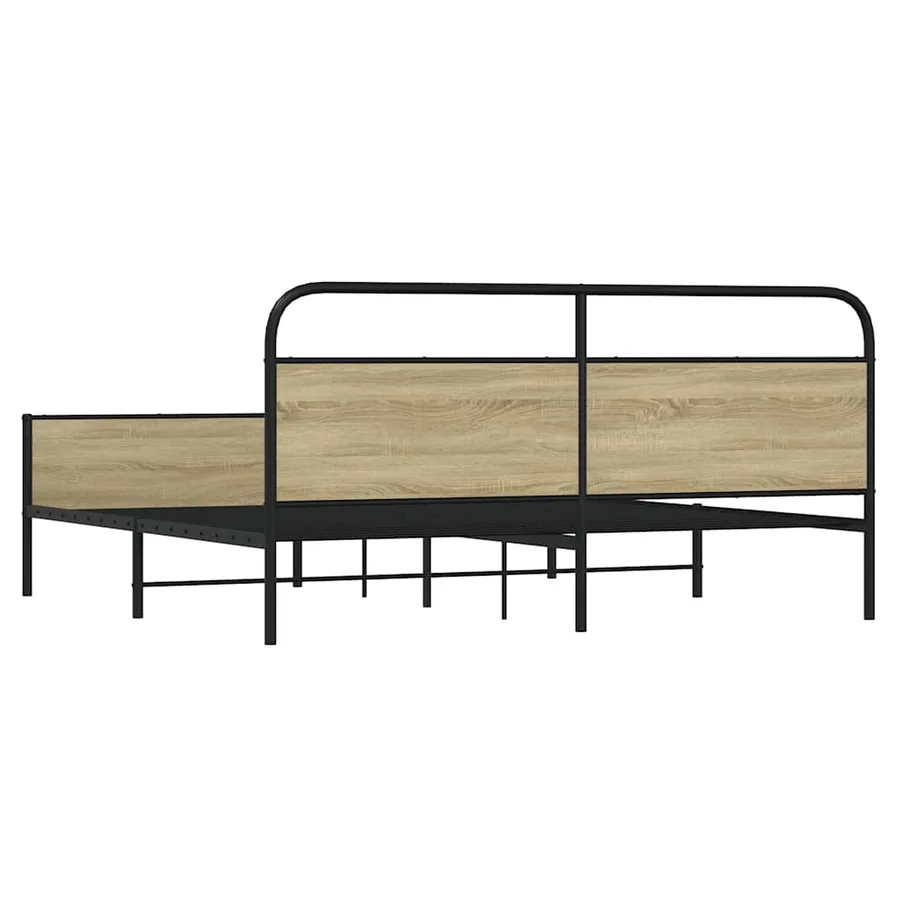Cadre de lit en métal sans matelas chêne sonoma 183x213 cm - 7