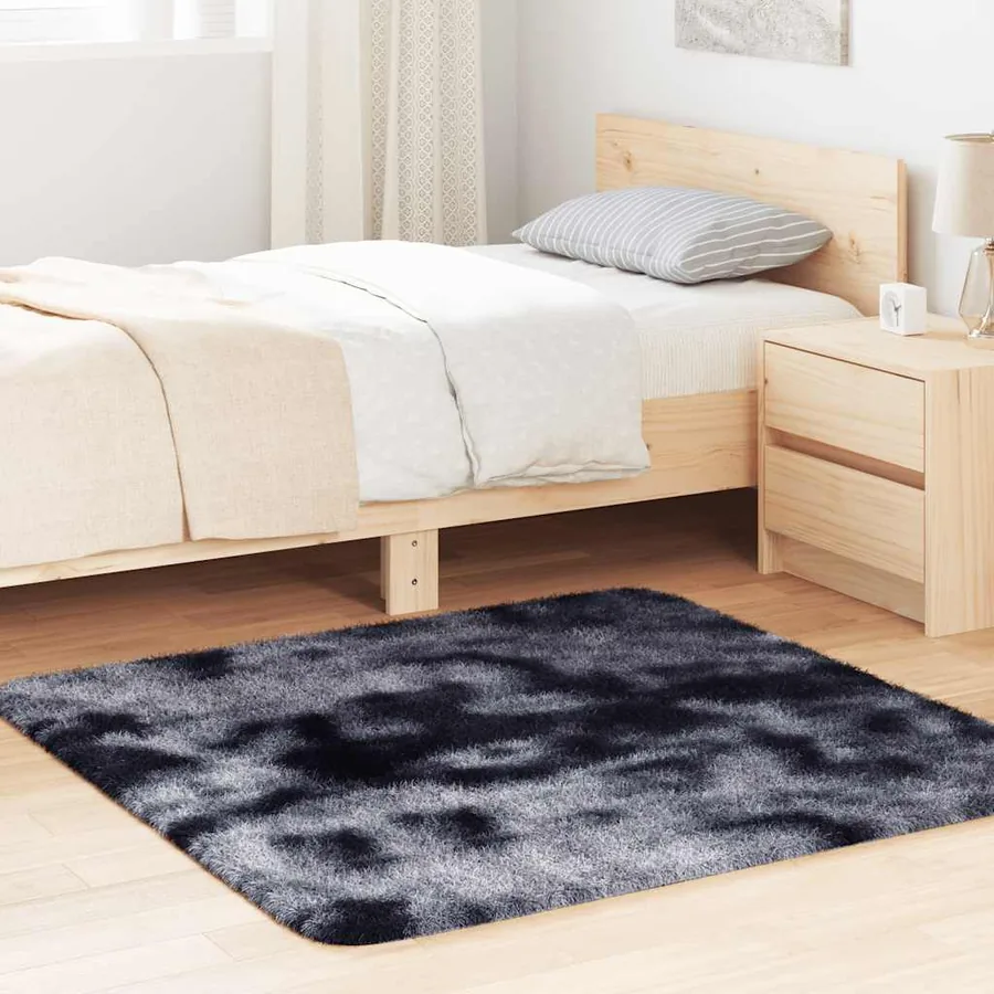 Tapis shaggy à poils longs NAVARRA gris foncé 120x120 cm