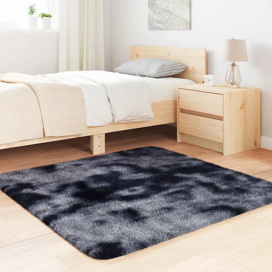Tapis shaggy à poils longs NAVARRA gris foncé 120x120 cm - 3