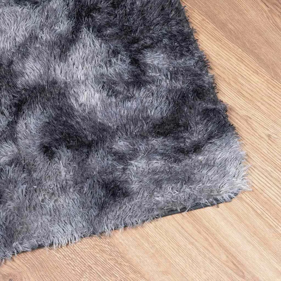 Tapis shaggy à poils longs NAVARRA gris foncé 120x120 cm - 4