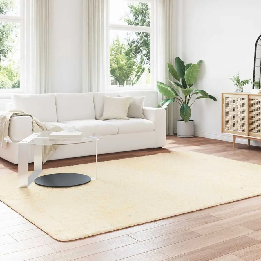 Tapis Shaggy à poils longs NAVARRA crème 200x290 cm polyester - 3