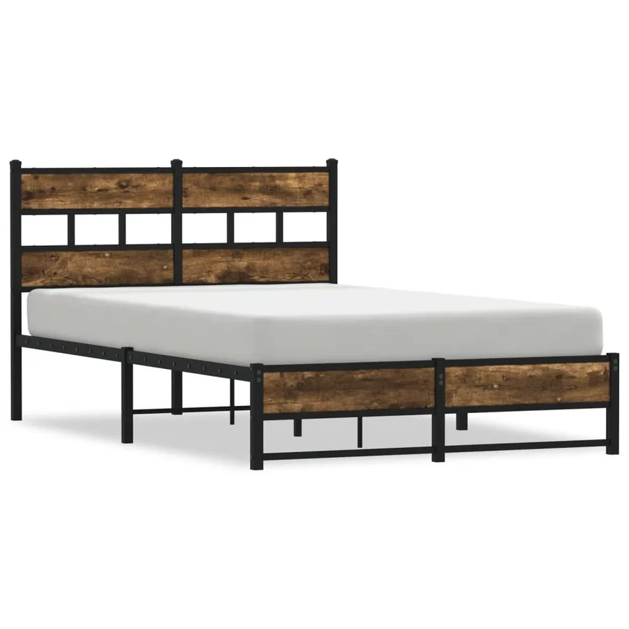 Cadre de lit en métal sans matelas chêne fumé 120x190 cm - 2