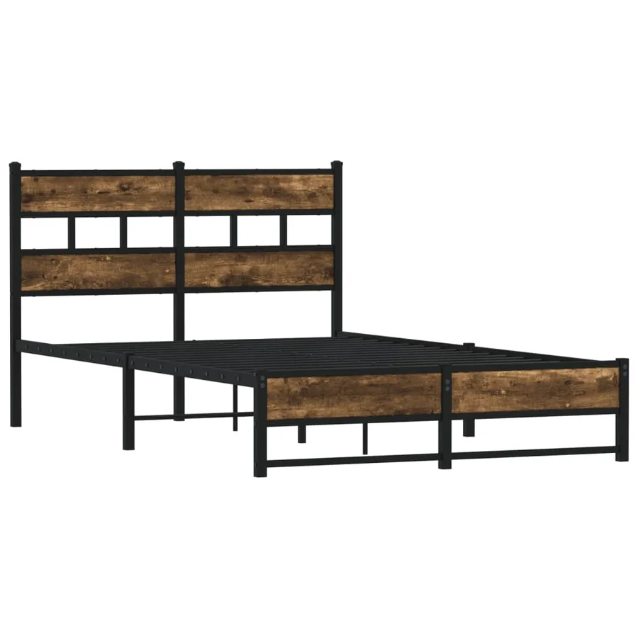 Cadre de lit en métal sans matelas chêne fumé 120x190 cm - 3