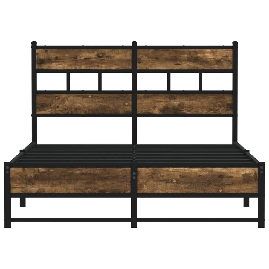 Cadre de lit en métal sans matelas chêne fumé 120x190 cm - 4