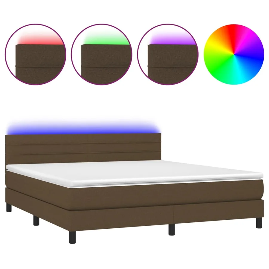 Sommier à lattes de lit matelas et LED Marron foncé 180x200cm - 2
