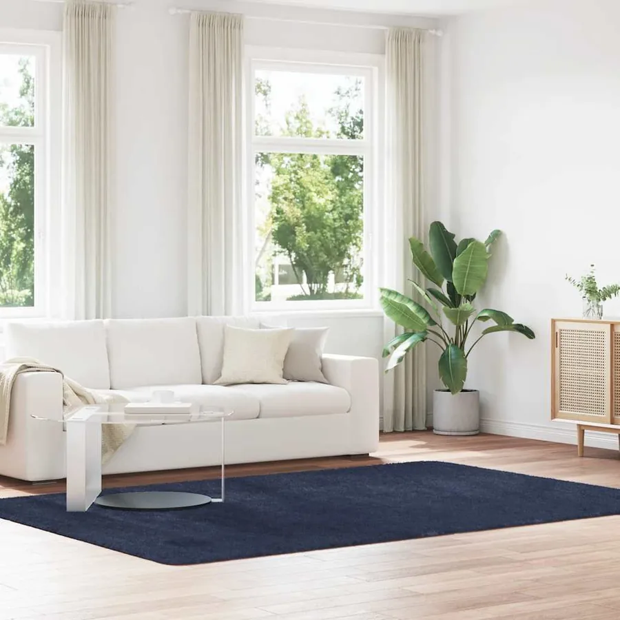Tapis shaggy à poils longs NAVARRA bleu marine 200x290 cm