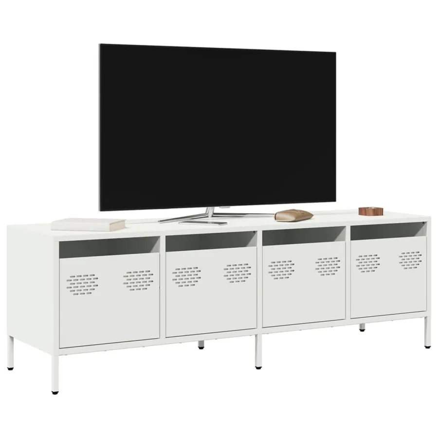 Meuble TV blanc 135x39x43,5 cm acier laminé à froid